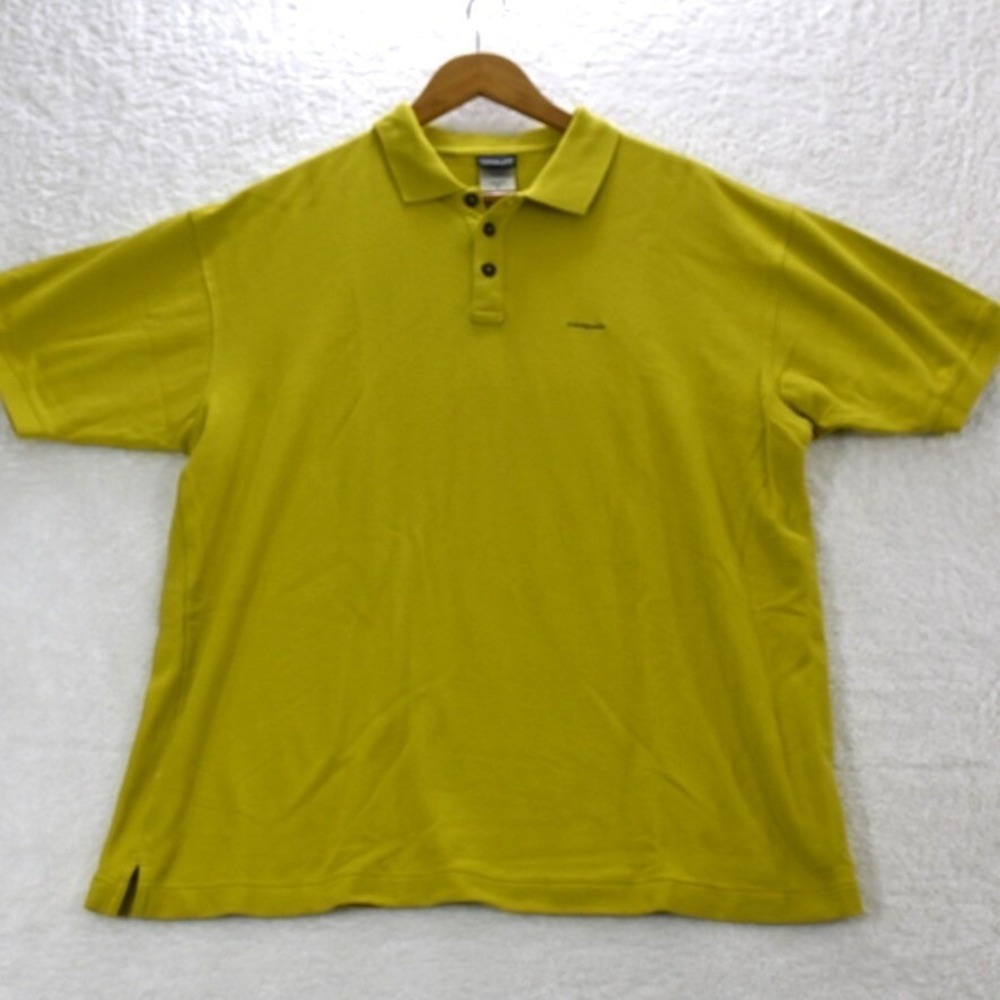 Patagonia Shirt Men's Large Yellow  100 % Organic Cotton‎ Short Sleeves